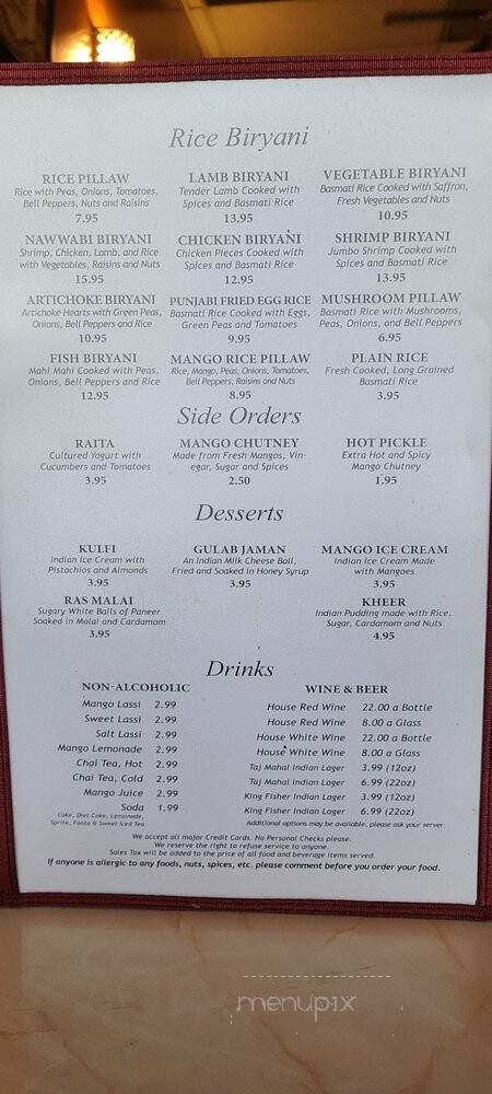 Manraj Palace Cuisine of India - Kent, WA menu_pic