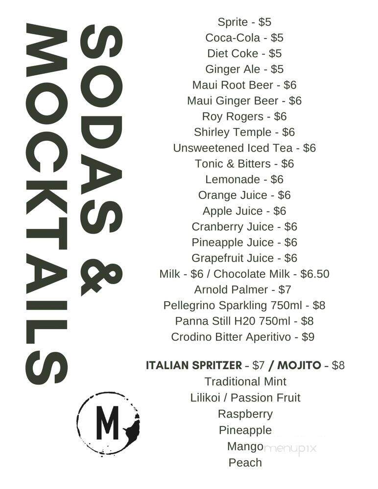 Matteo's Osteria - Kihei, HI menu_pic