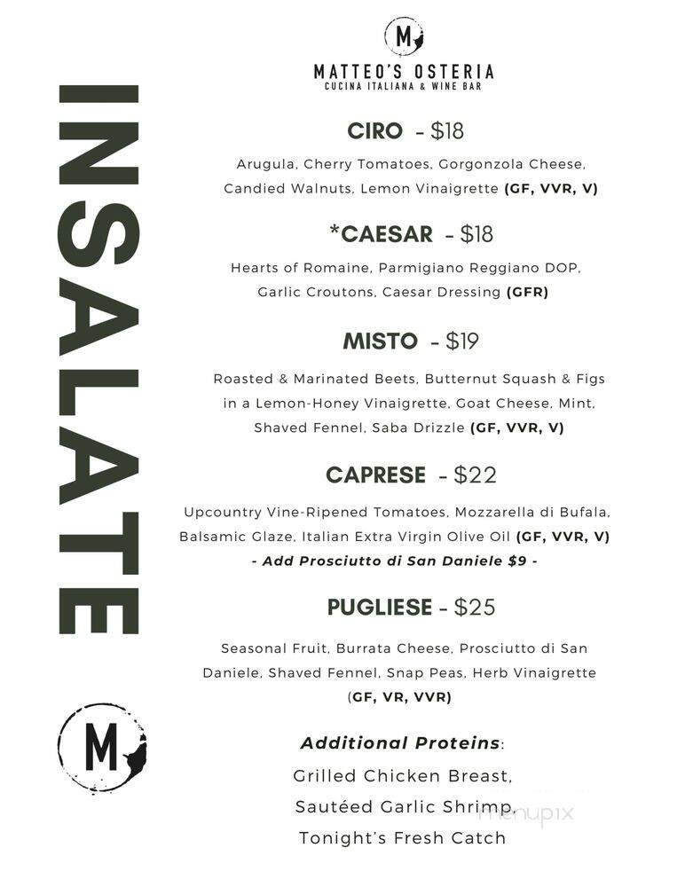 Matteo's Osteria - Kihei, HI menu_pic