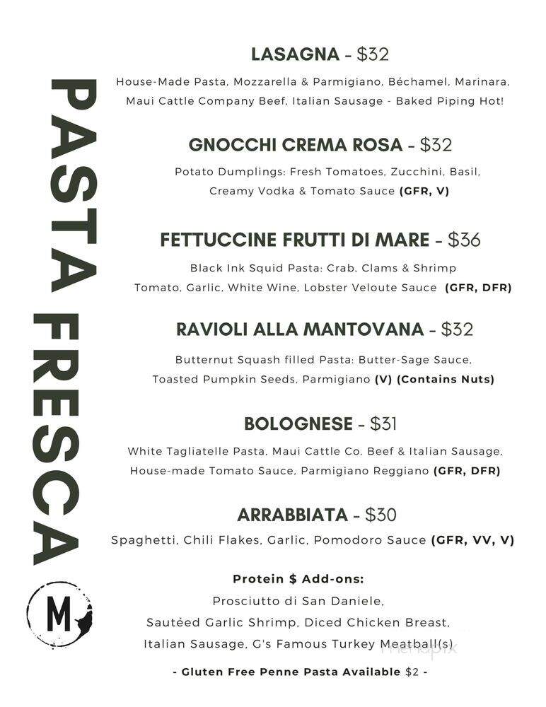 Matteo's Osteria - Kihei, HI menu_pic