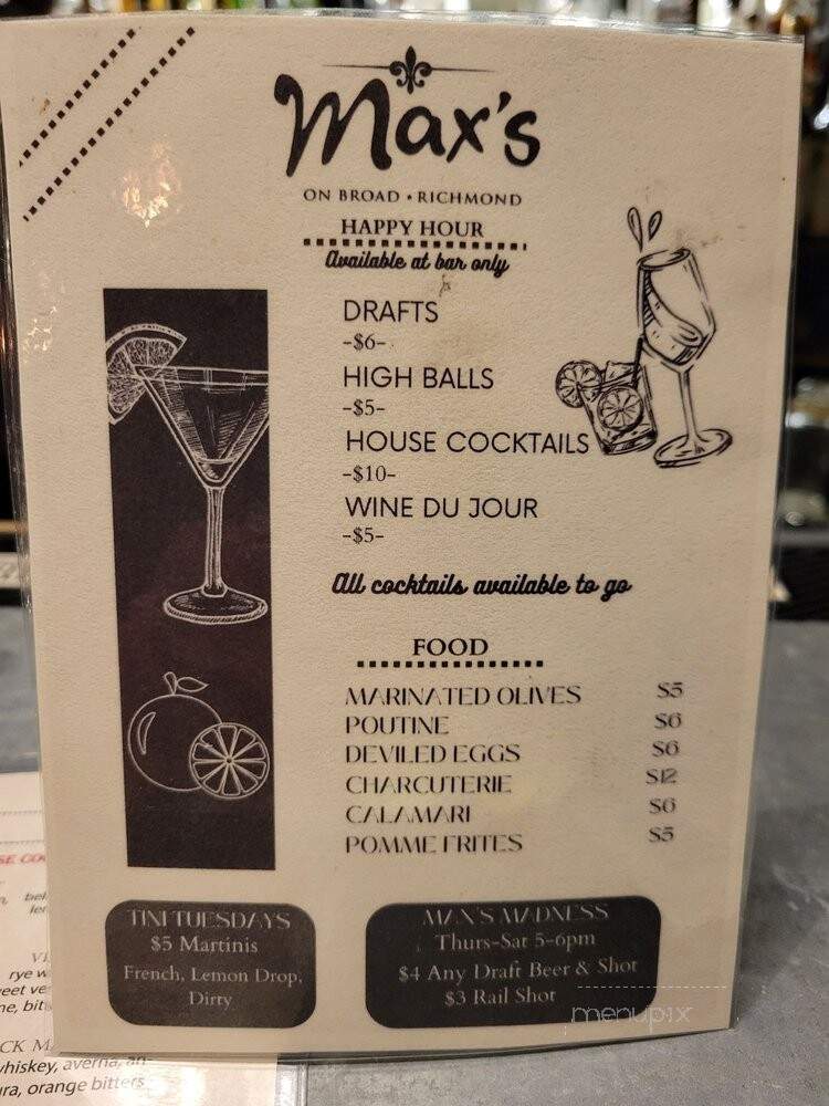 Max's on Broad - Richmond, VA menu_pic