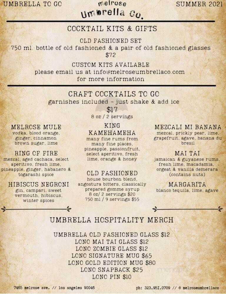 Melrose Umbrella Company - West Hollywood, CA menu_pic