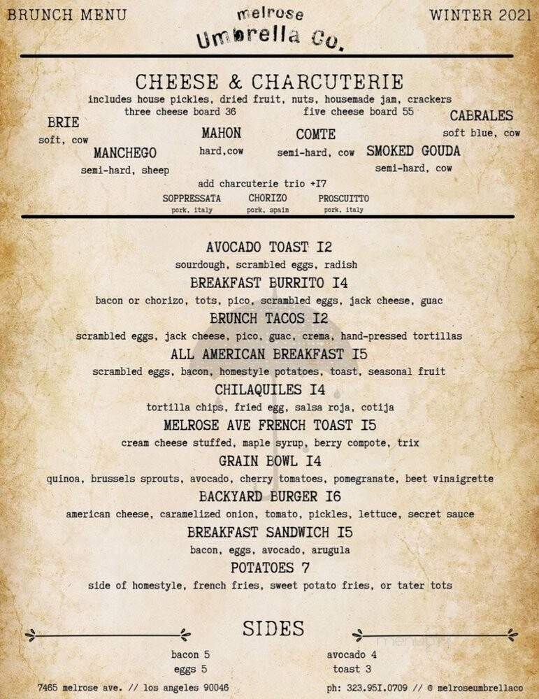 Melrose Umbrella Company - West Hollywood, CA menu_pic