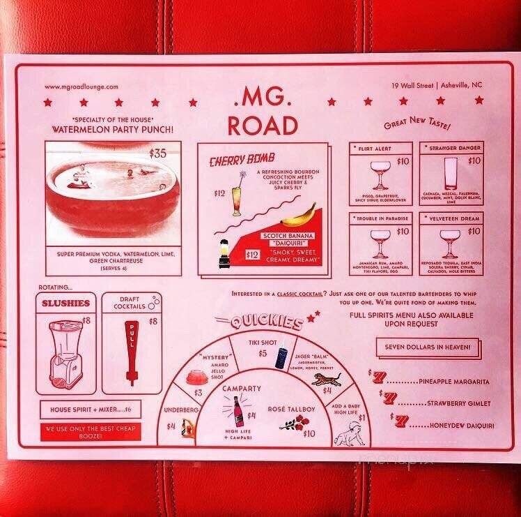 MG Road - Asheville, NC menu_pic