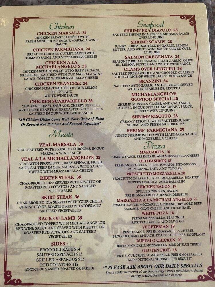 Michaelangelo's Little Italy - Bronx, NY menu_pic