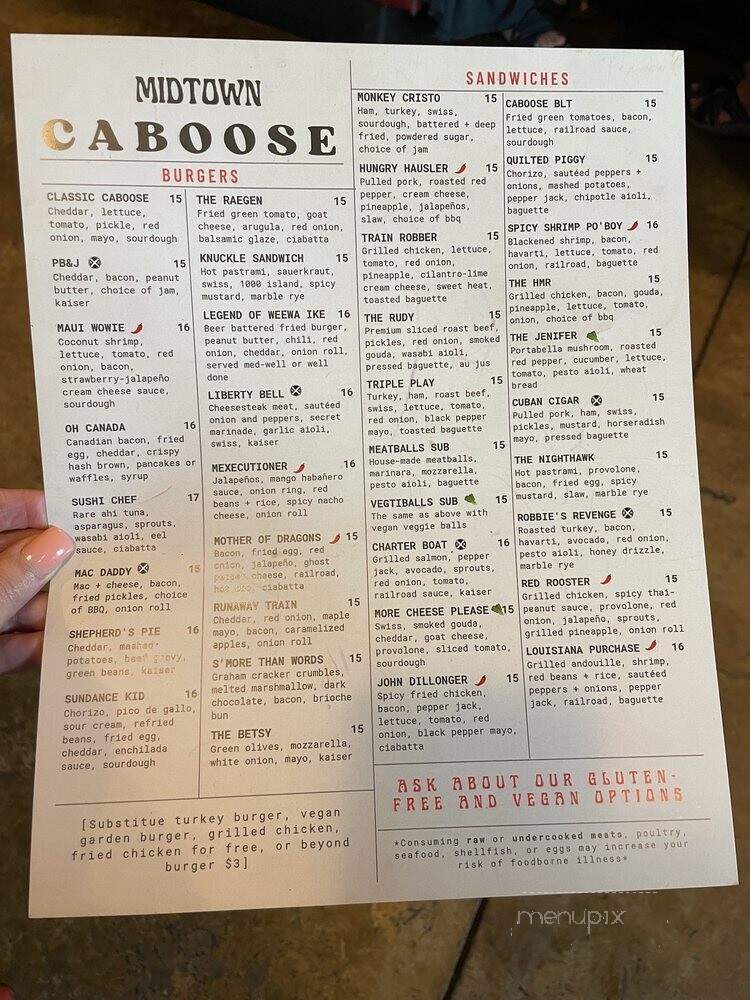 Midtown Caboose - Tallahassee, FL menu_pic
