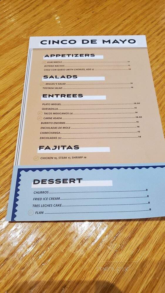 Miguels Cantina - Shelby Township, MI menu_pic