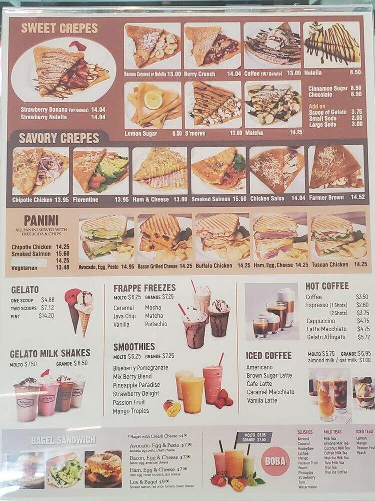 Milano Gelato & Crepe Cafe - Cerritos, CA menu_pic