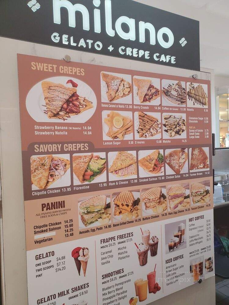 Milano Gelato & Crepe Cafe - Cerritos, CA menu_pic