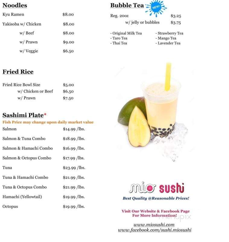 Mio Sushi - Portland, OR menu_pic