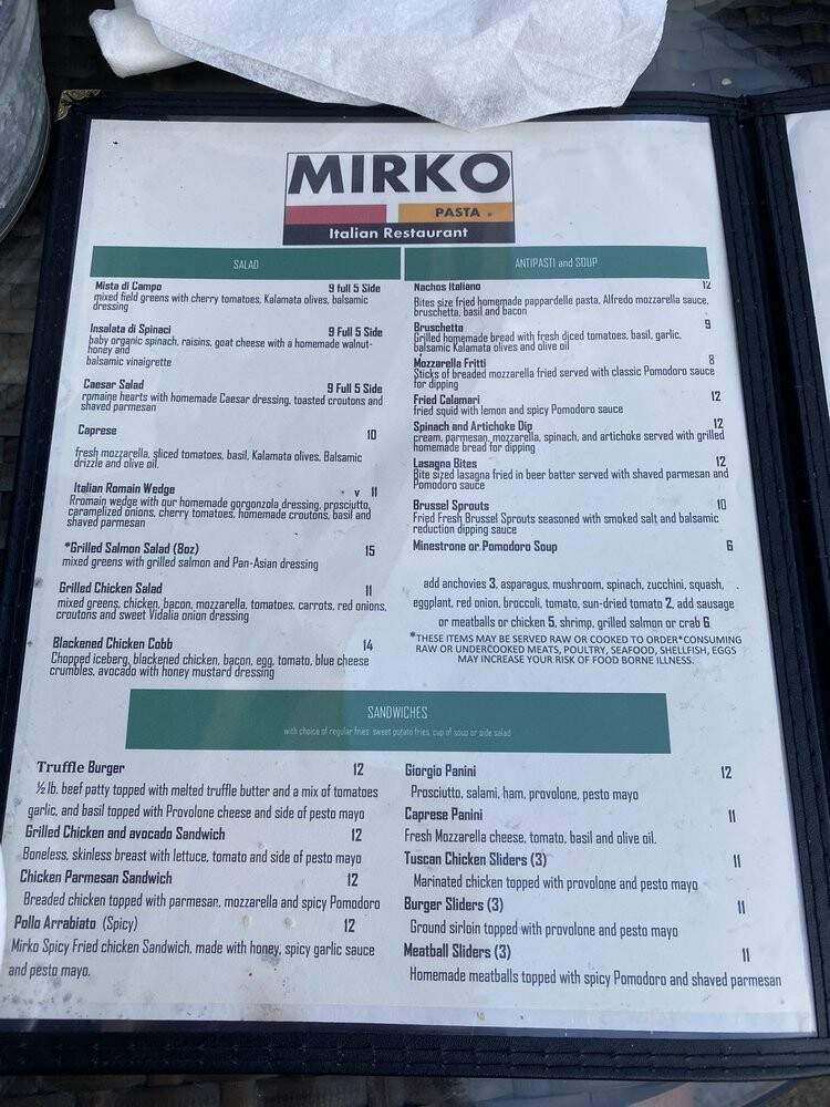 Mirko Pasta - Nashville, TN menu_pic