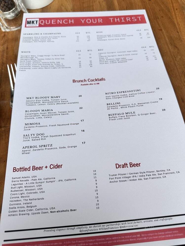 MKT Restaurant and Bar - San Francisco, CA menu_pic