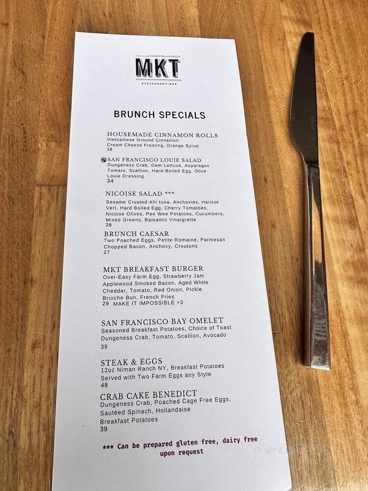 MKT Restaurant and Bar - San Francisco, CA menu_pic