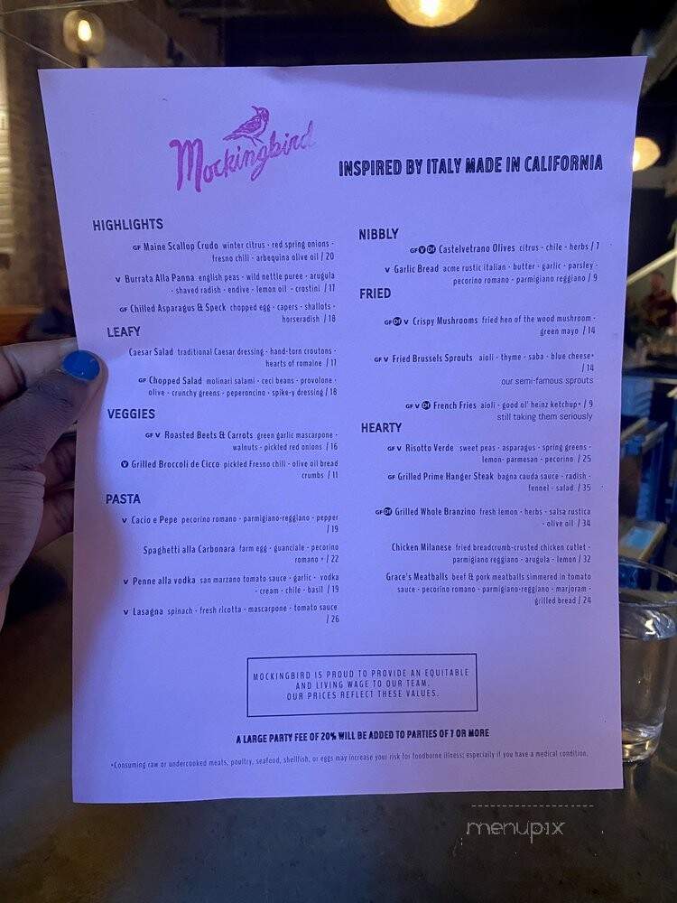 Mockingbird - Oakland, CA menu_pic