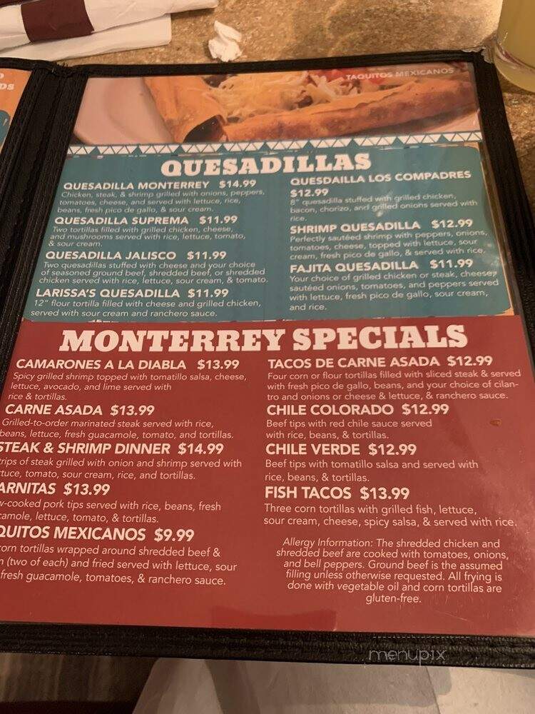 Monterrey Mexican Grill - Mishawaka, IN menu_pic