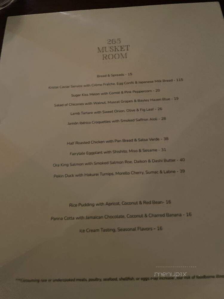 Musket Room - New York, NY menu_pic