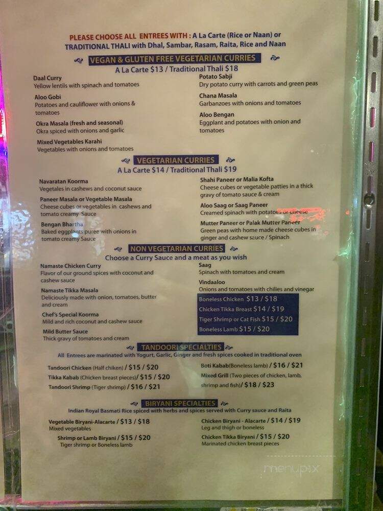Namaste Madras Cuisine - Berkeley, CA menu_pic