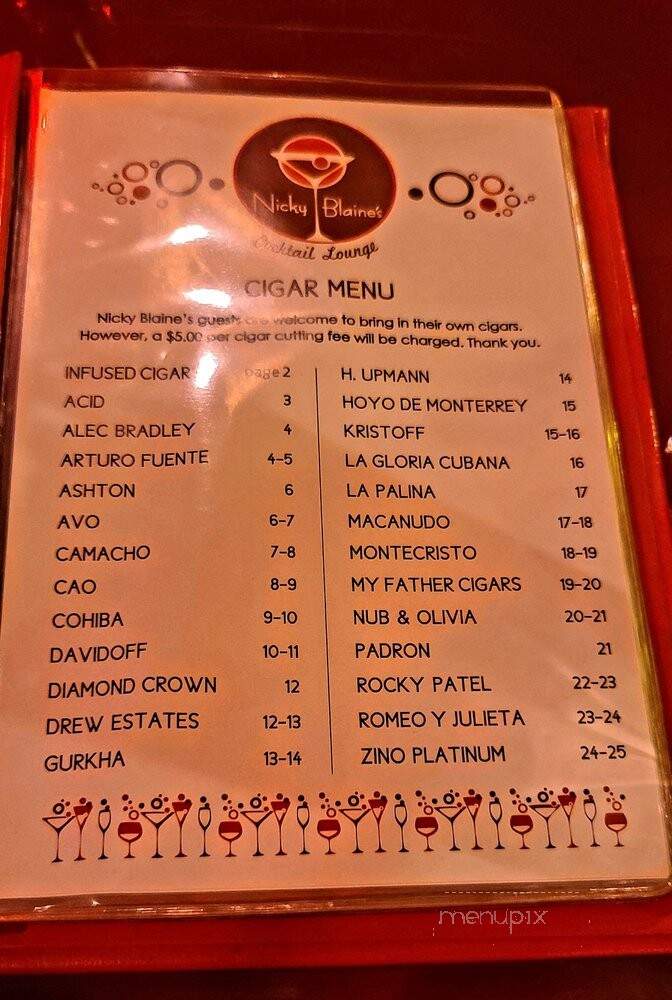 Nicky Blaine's - Indianapolis, IN menu_pic