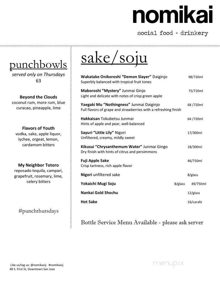 Nomikai - San Jose, CA menu_pic