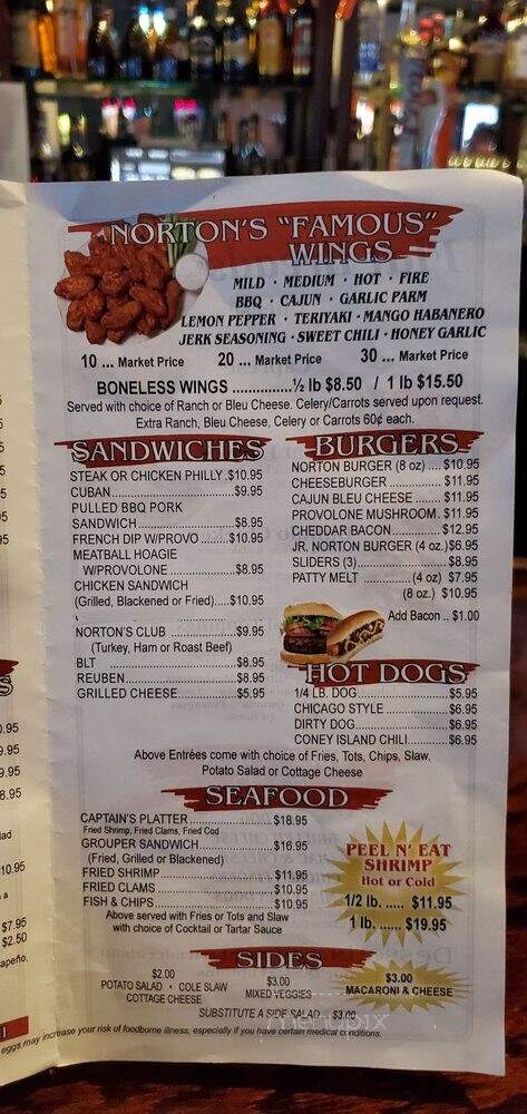 Norton's Eastside Sports Bar & Grill - Clearwater, FL menu_pic