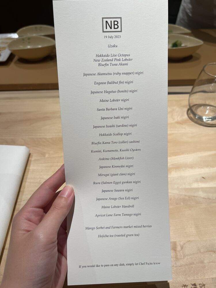Nozawa Bar - Beverly Hills, CA menu_pic