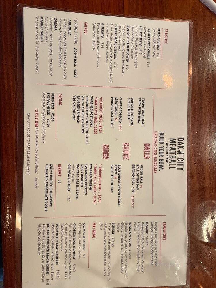 Oak City Meatball Shoppe - Raleigh, NC menu_pic