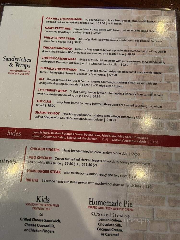 Oak Hill Cafe - Mobile, AL menu_pic