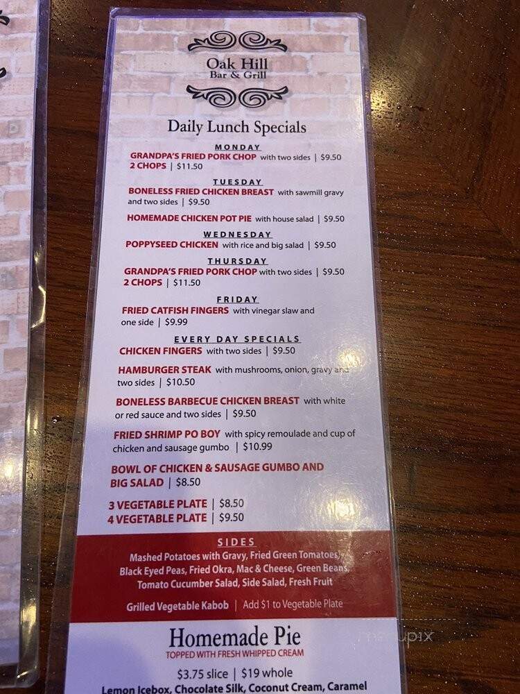 Oak Hill Cafe - Mobile, AL menu_pic
