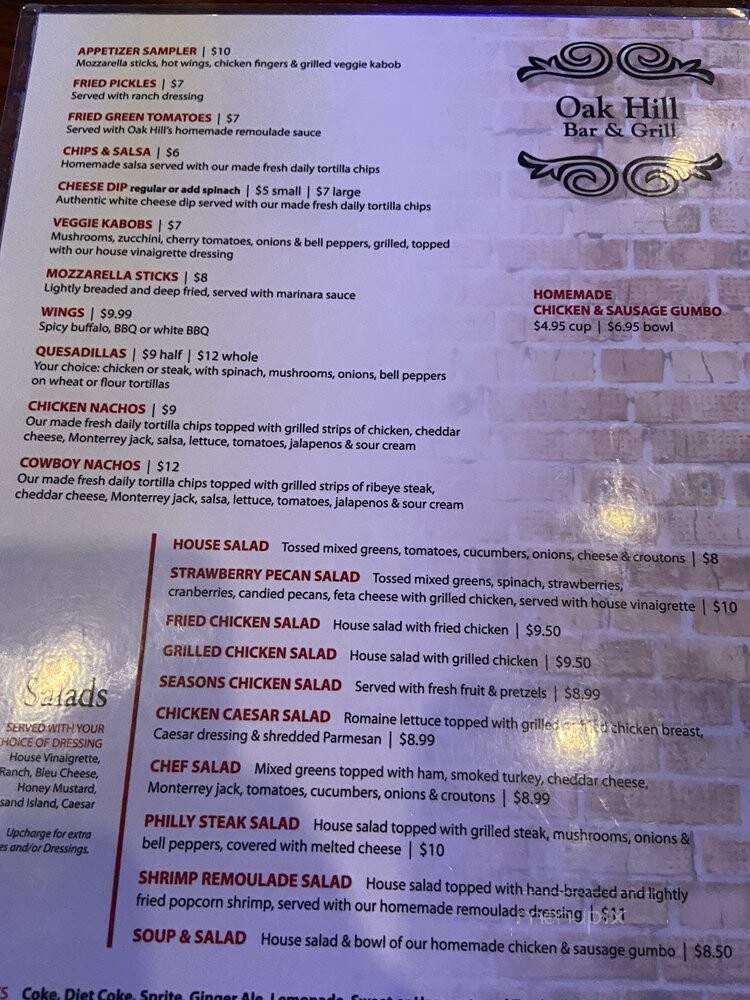 Oak Hill Cafe - Mobile, AL menu_pic