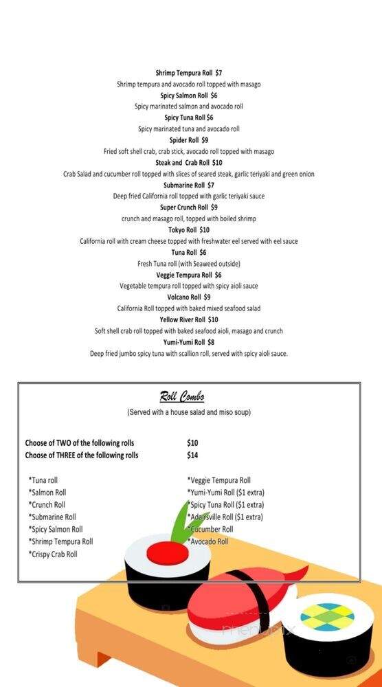 Okinawa Hibachi & Sushi - Adairsville, GA menu_pic
