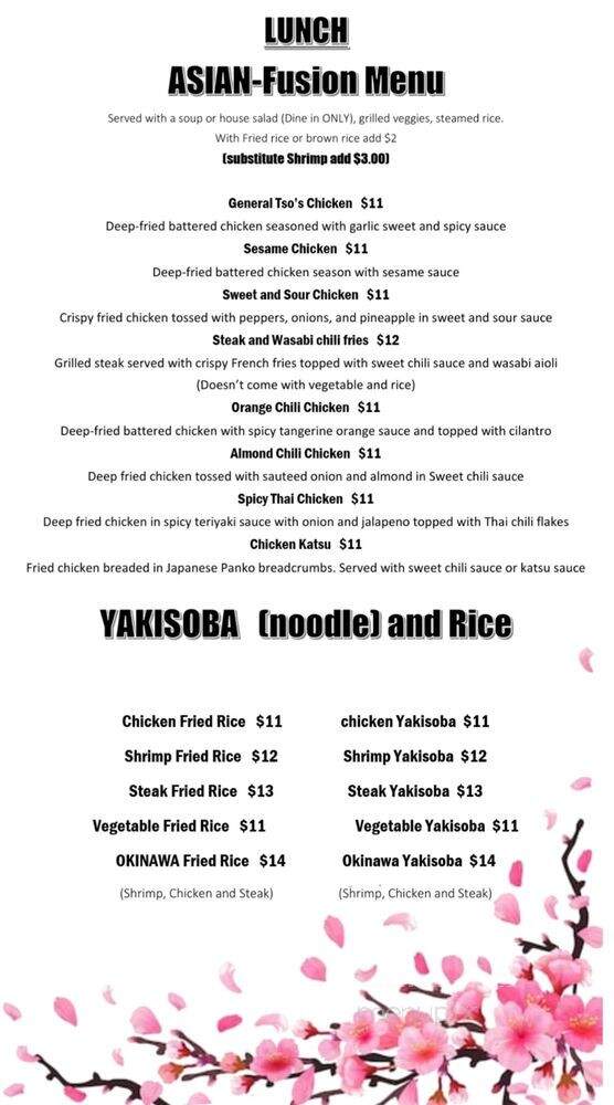 Okinawa Hibachi & Sushi - Adairsville, GA menu_pic