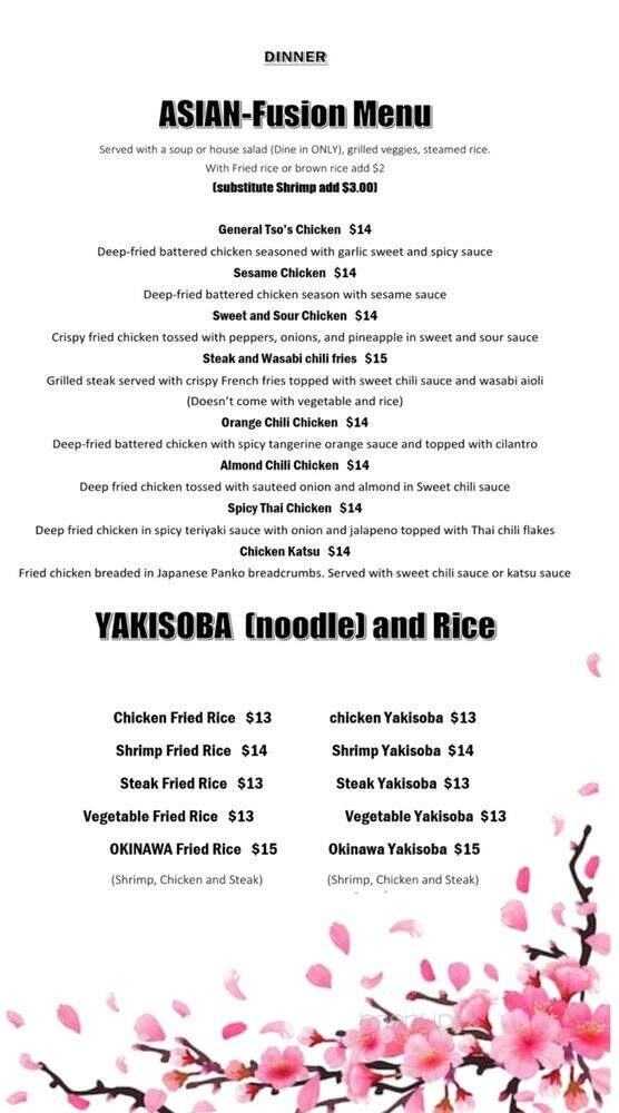 Okinawa Hibachi & Sushi - Adairsville, GA menu_pic