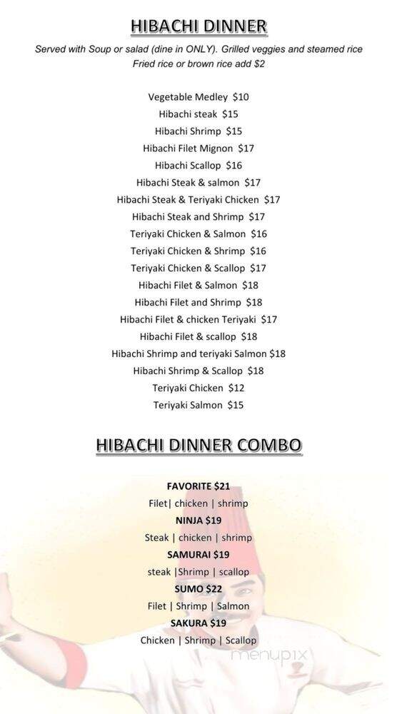 Okinawa Hibachi & Sushi - Adairsville, GA menu_pic
