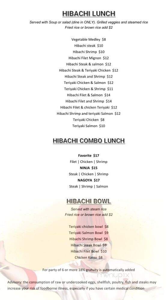 Okinawa Hibachi & Sushi - Adairsville, GA menu_pic