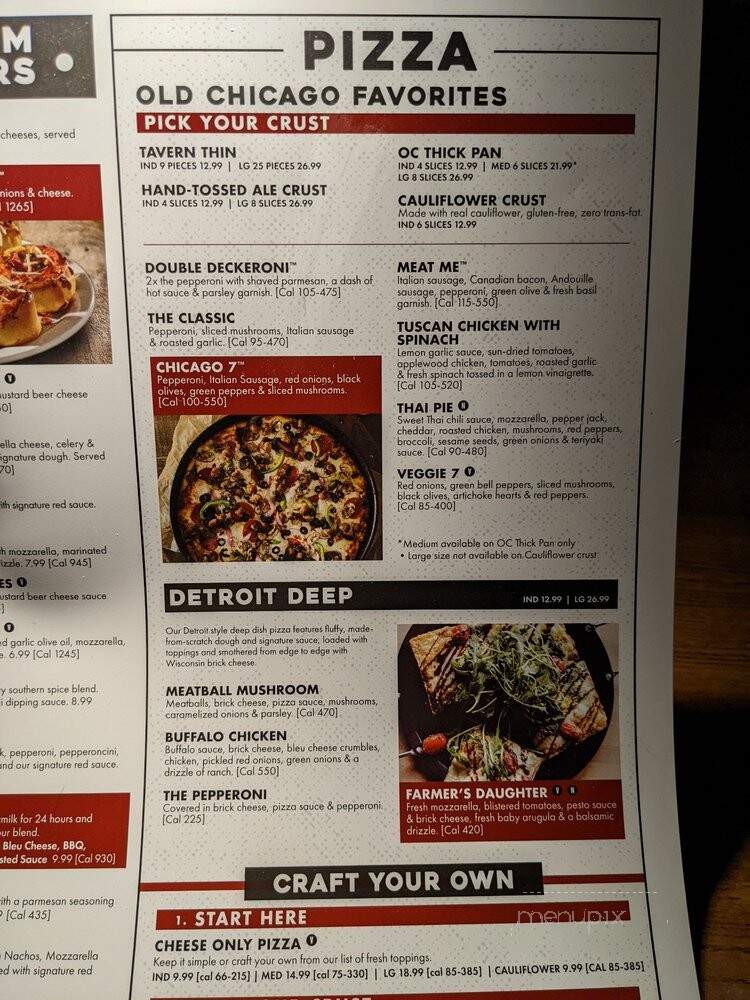 Old Chicago Pizza and Taproom - Franklin, TN menu_pic