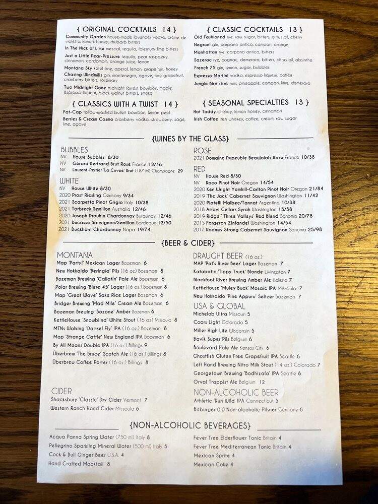 Open Range - Bozeman, MT menu_pic