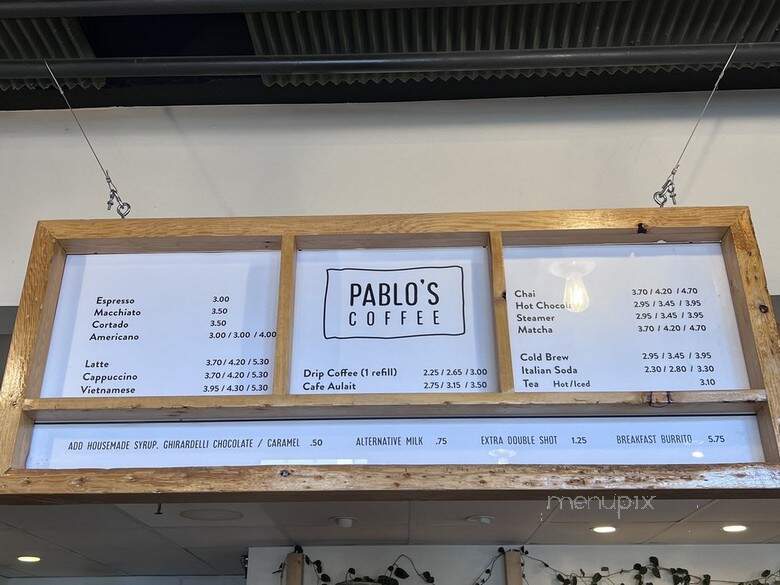 Pablo's Coffee - Denver, CO menu_pic