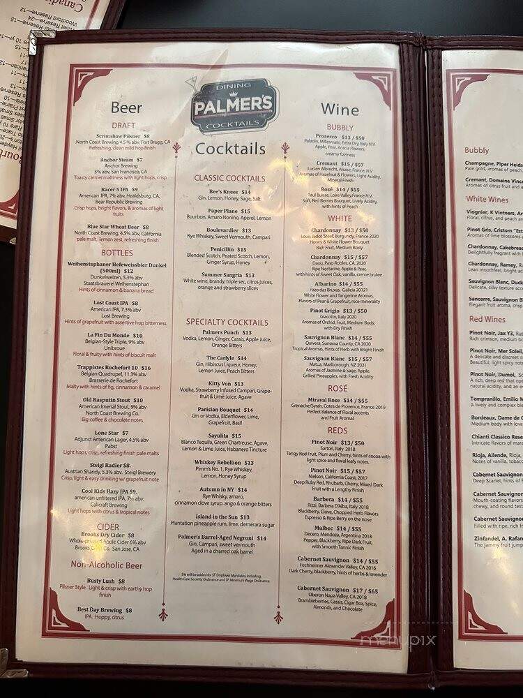 Palmer's Tavern - San Francisco, CA menu_pic