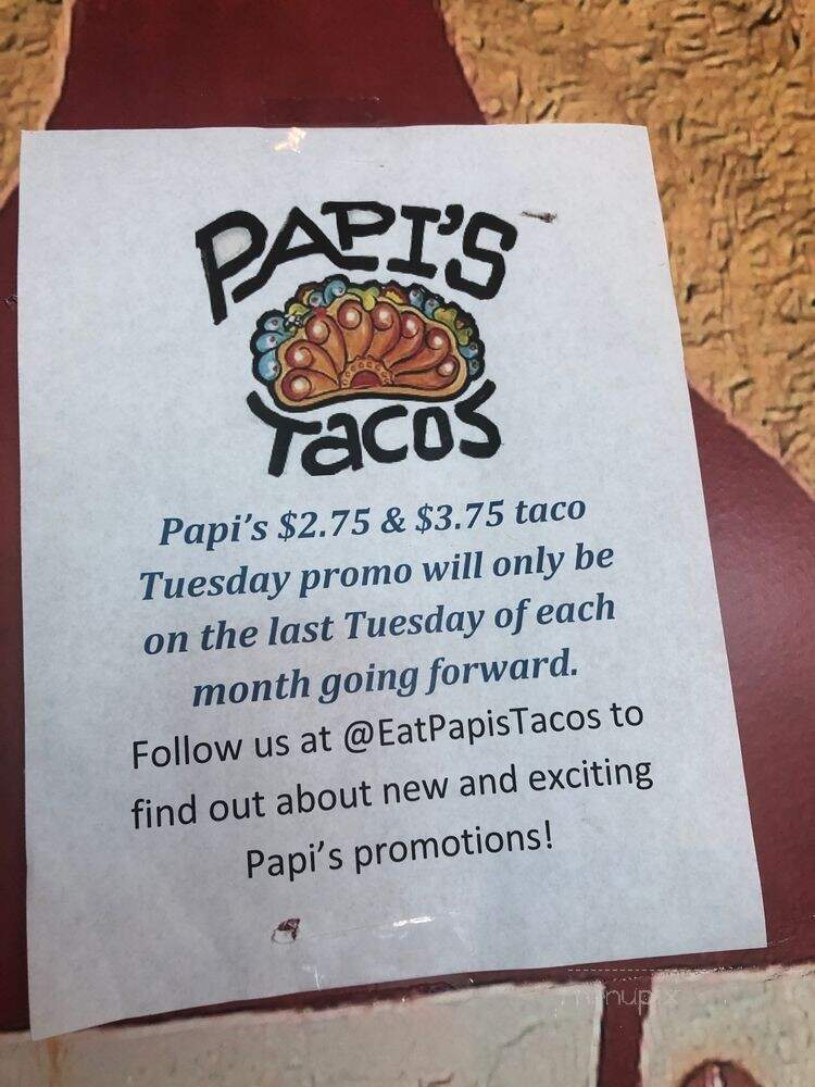 Papi's Tacos - Greenville, SC menu_pic