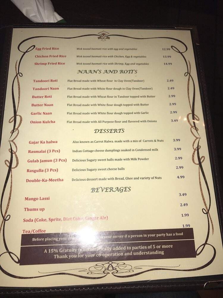 Paradise Biryani Pointe - Westborough, MA menu_pic