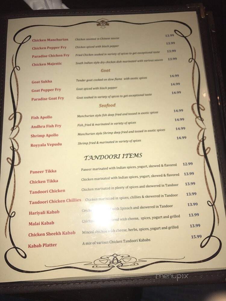 Paradise Biryani Pointe - Westborough, MA menu_pic