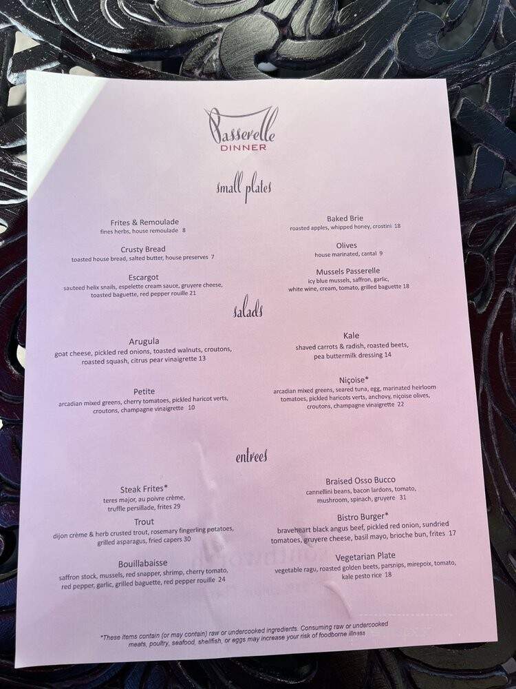 Passerelle Bistro - Greenville, SC menu_pic
