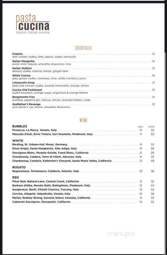 Pasta Cucima - Classic Italian Cuisine - Henderson, NV menu_pic