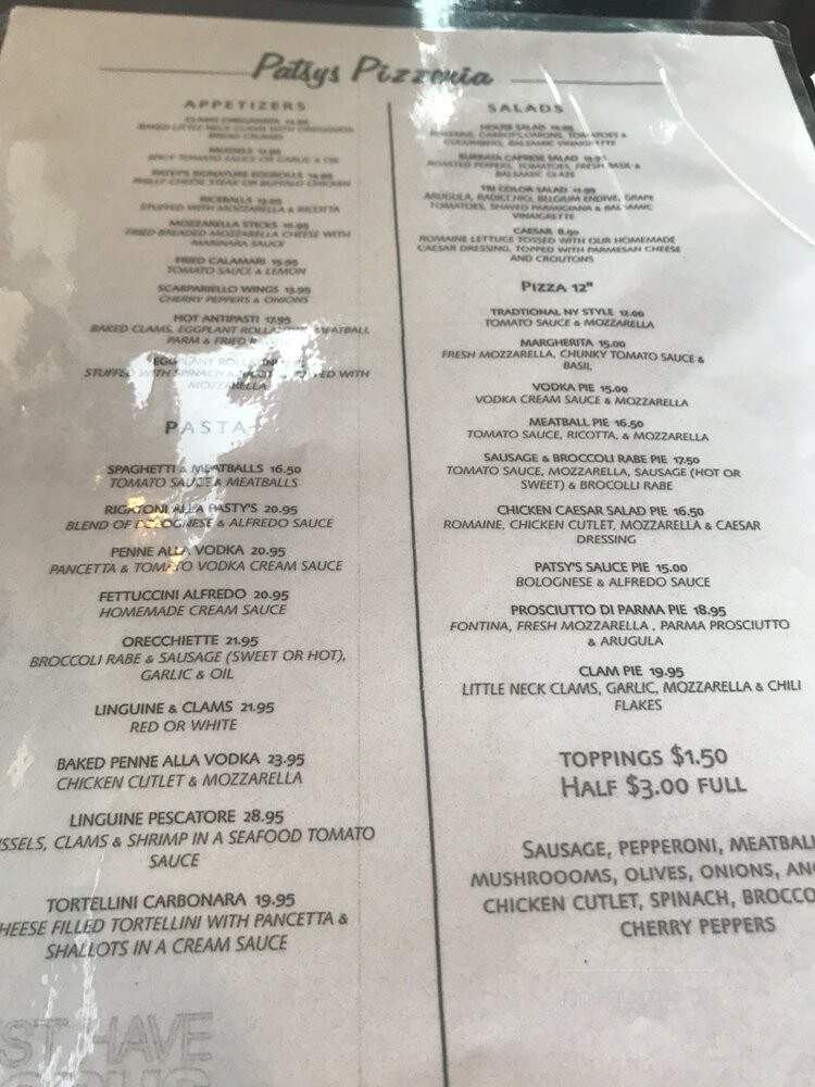 Patsy's Pizzeria - Whitestone, NY menu_pic