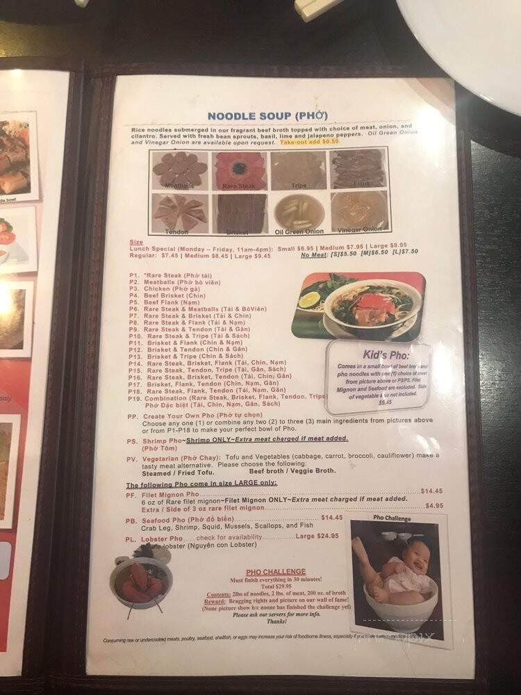 Pho Bay - Westminster, CO menu_pic