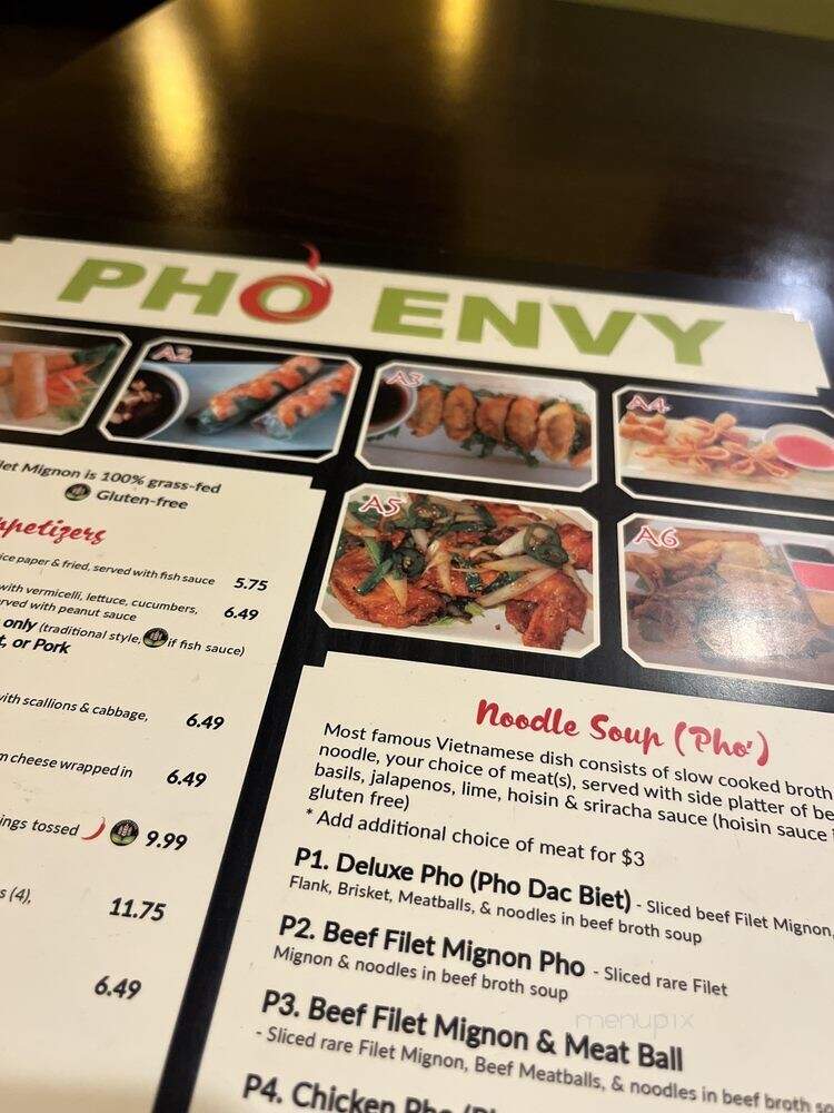 Pho Envy - Dallas, TX menu_pic
