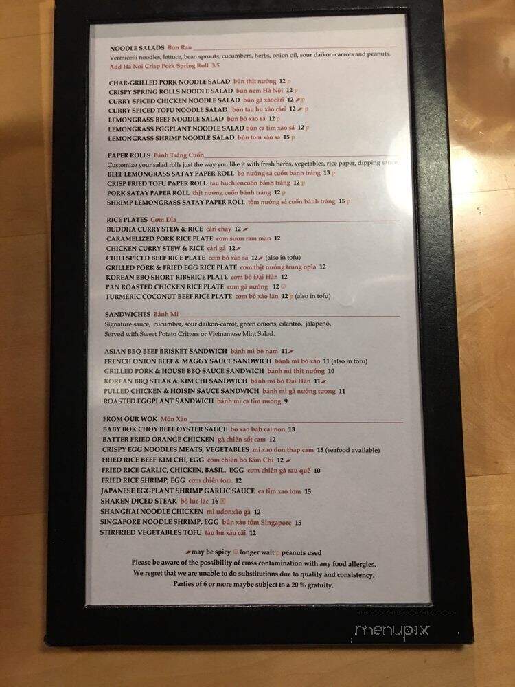 Pho Thin - Salt Lake City, UT menu_pic