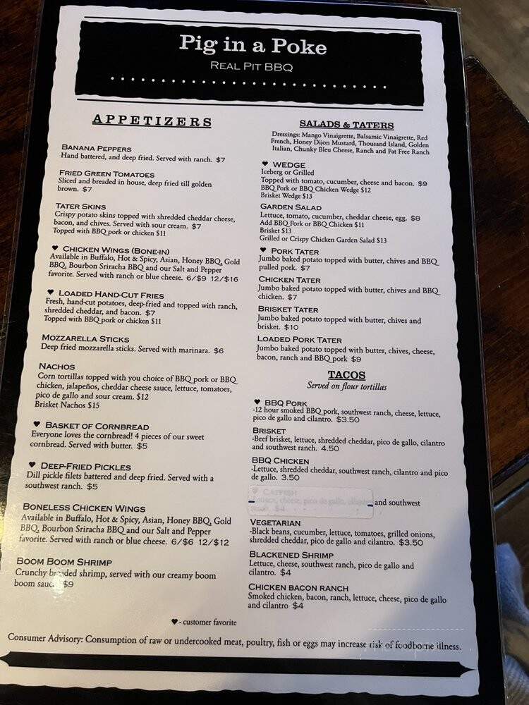 Pig in a Poke - Pikeville, KY menu_pic