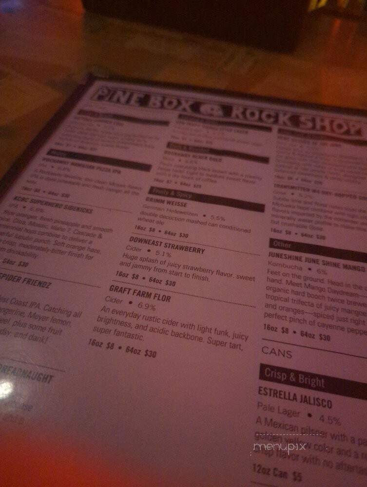 Pine Box Rock Shop - Brooklyn, NY menu_pic