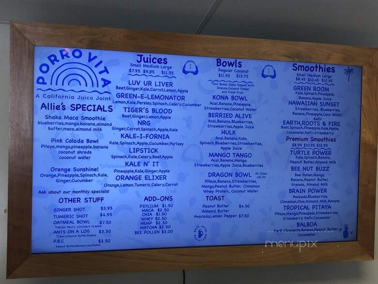 PorroVita - Newport Beach, CA menu_pic
